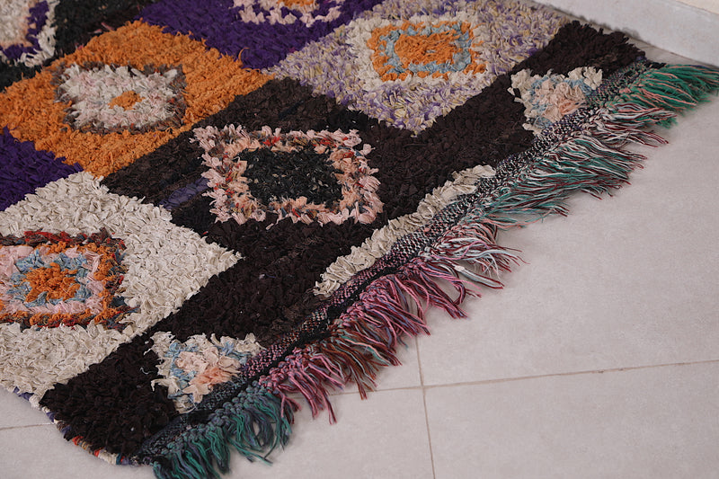 Handmade boucherouite runner rug 3.1 X 9.2 Feet