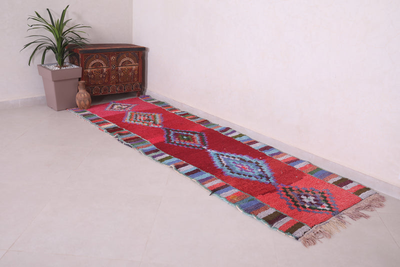 Red Moroccan rug 2.8 X 8.3 Feet