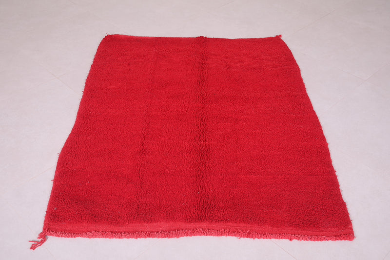 Red Beni Ourain carpet 3.8 X 4.8 Feet