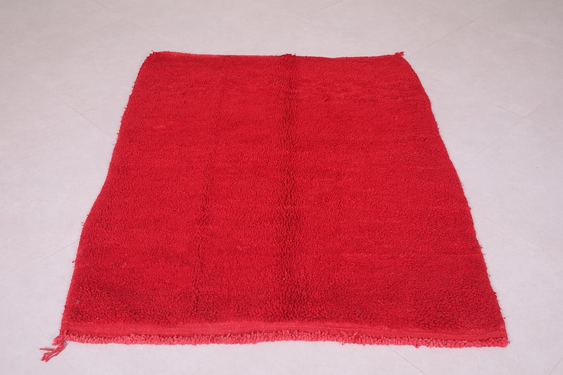 Red Beni Ourain carpet 3.8 X 4.8 Feet