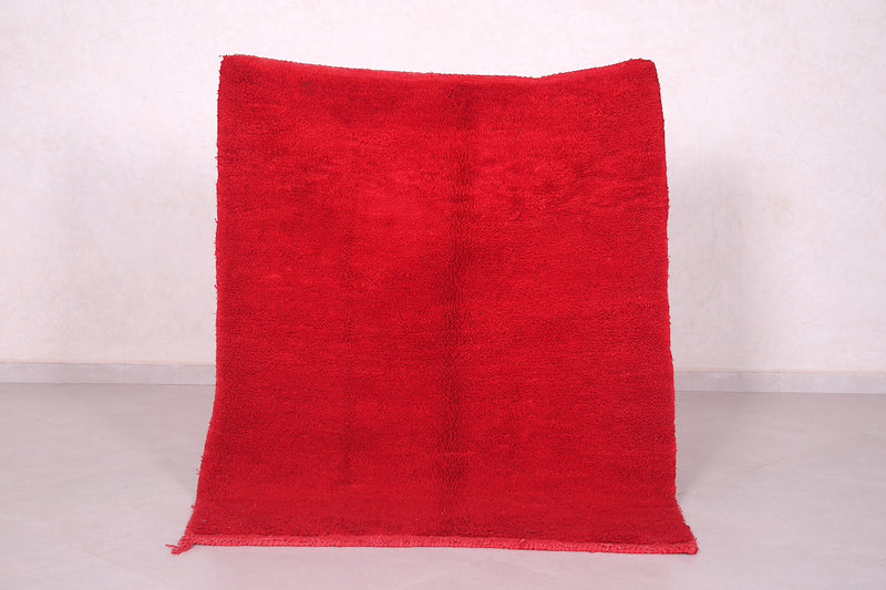 Red Beni Ourain carpet 3.8 X 4.8 Feet