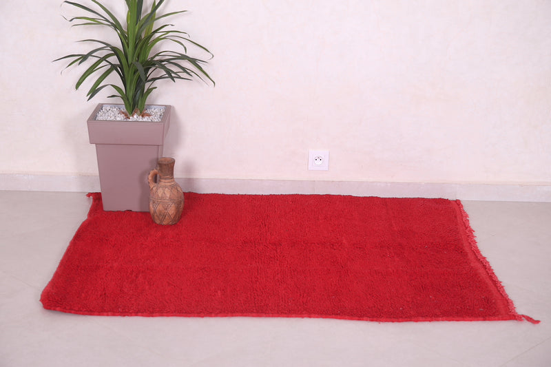 Red Beni Ourain carpet 3.8 X 4.8 Feet