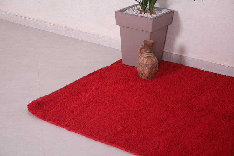 Red Beni Ourain carpet 3.8 X 4.8 Feet