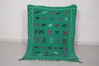 Small Green kilim 3.1 ft x 4.1 ft