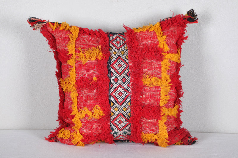 Red Moroccan Kilim Pillow 16.5 INCHES X 17.7 INCHES