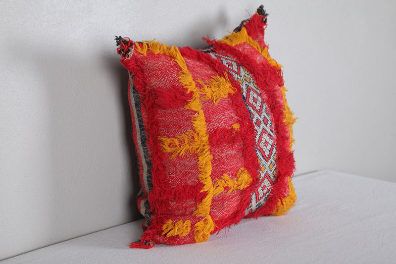 Red Moroccan Kilim Pillow 16.5 INCHES X 17.7 INCHES