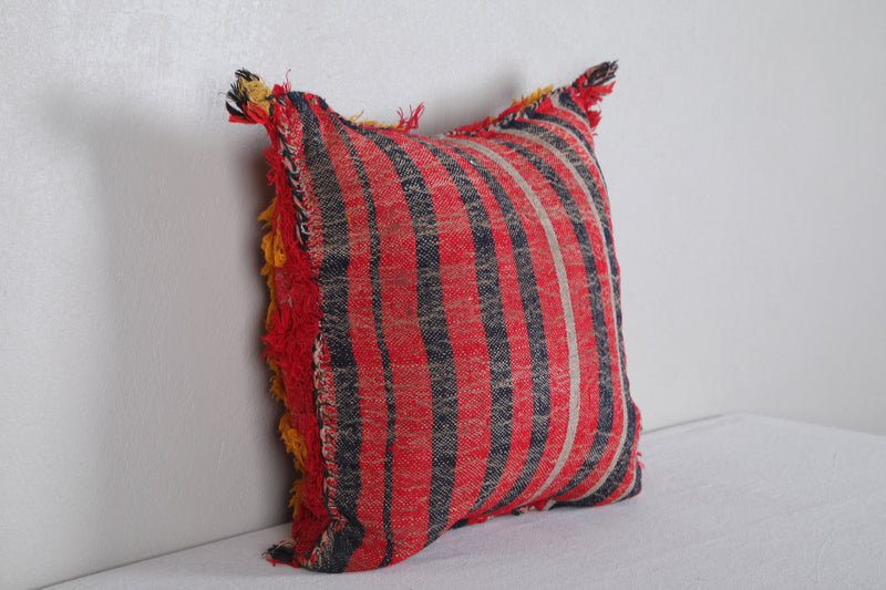 Red Moroccan Kilim Pillow 16.5 INCHES X 17.7 INCHES