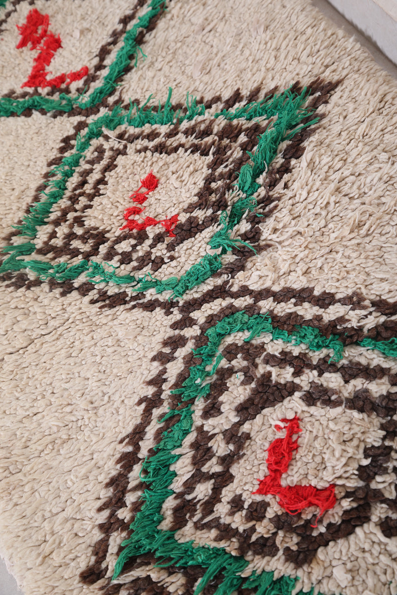 Beige and Green Runner Rug 2.1 X 5.4 Feet