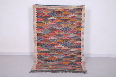 Moroccan colorful handwoven kilim 3.5 FT X 5.2 FT