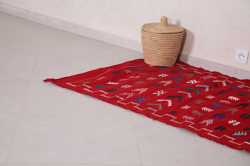 Red berber rug 3.3 ft x 4.6 ft