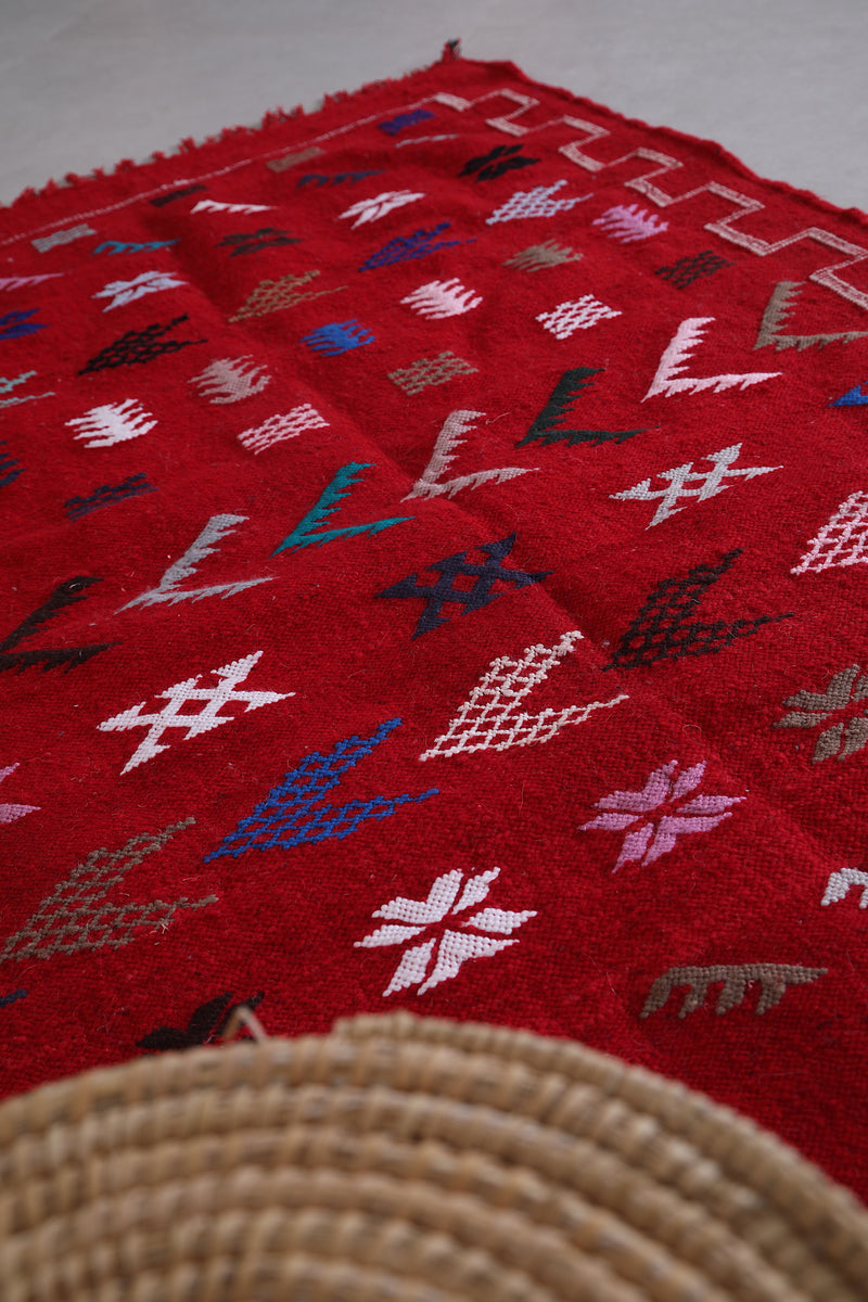 Red berber rug 3.3 ft x 4.6 ft