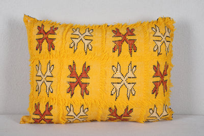 Yellow Moroccan Pillow 14.1 INCHES X 18.1 INCHES