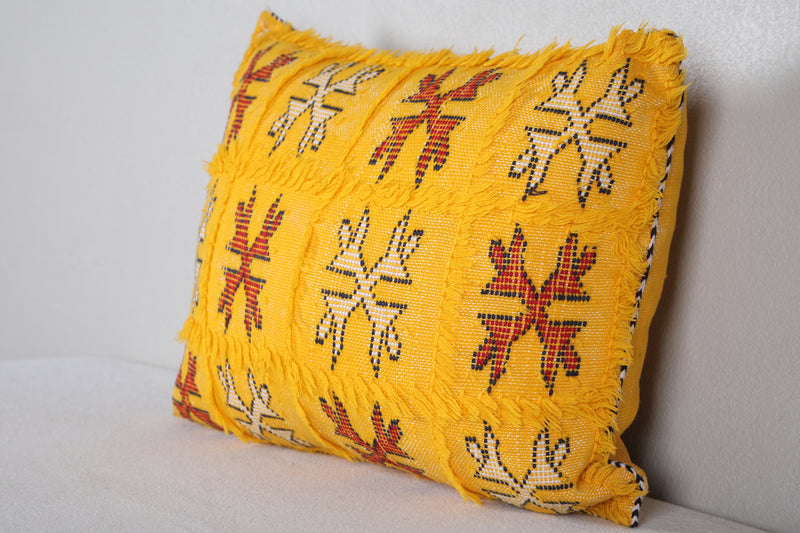 Yellow Moroccan Pillow 14.1 INCHES X 18.1 INCHES