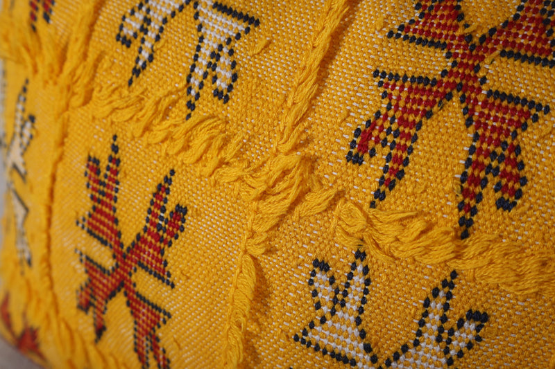 Yellow Moroccan Pillow 14.1 INCHES X 18.1 INCHES