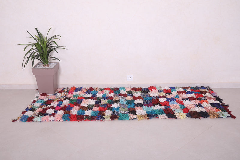 Colorful Runner Boucherouite rug 3 X 7.6 Feet