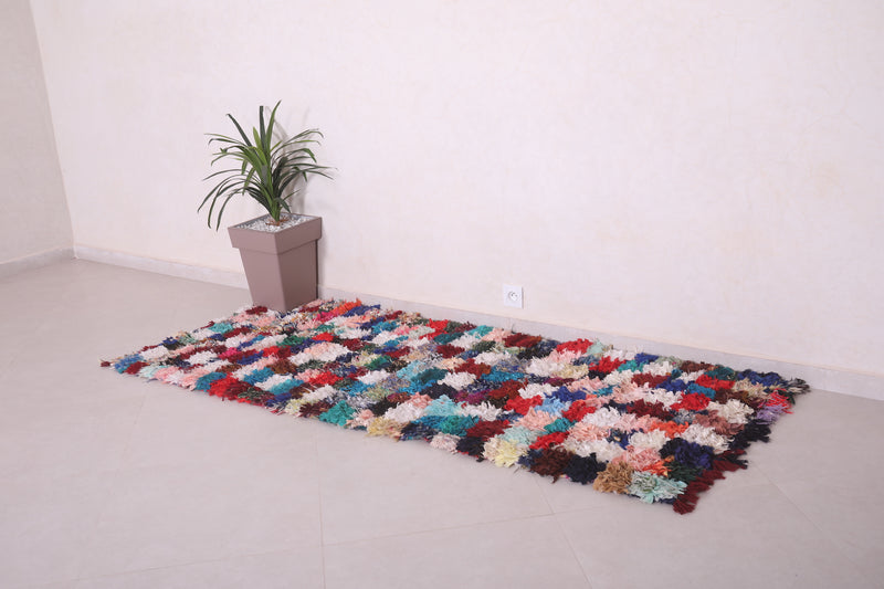 Colorful Runner Boucherouite rug 3 X 7.6 Feet