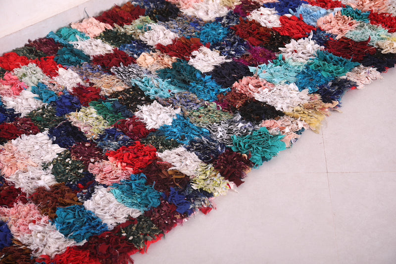 Colorful Runner Boucherouite rug 3 X 7.6 Feet