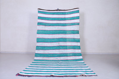 Striped Moroccan Kilim Blue 5.4 X 11.1 Feet