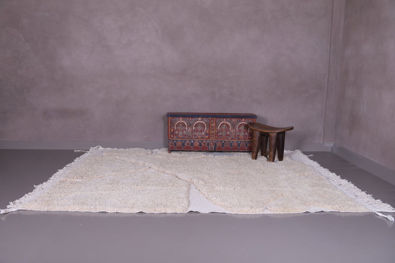 Handmade Beige Berber Rug - Custom Moroccan carpet