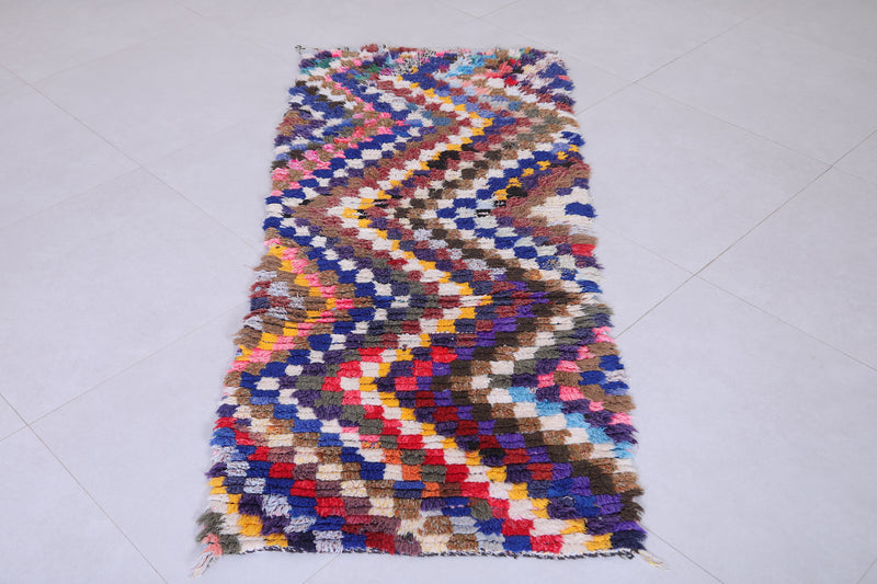 Colorful Moroccan chess rug 2.2 X 5.6 Feet