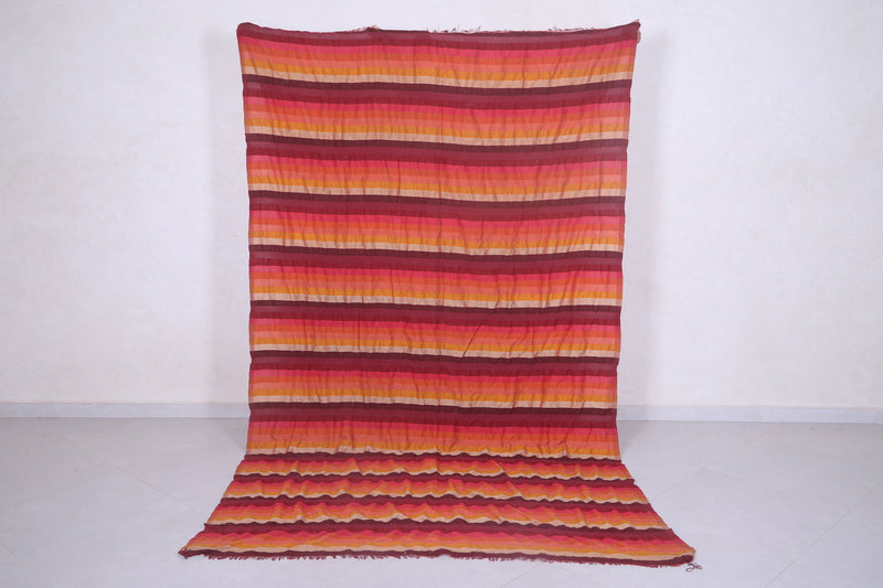 Colorful moroccan handwoven fabric 5.6 FT X 9.4 FT