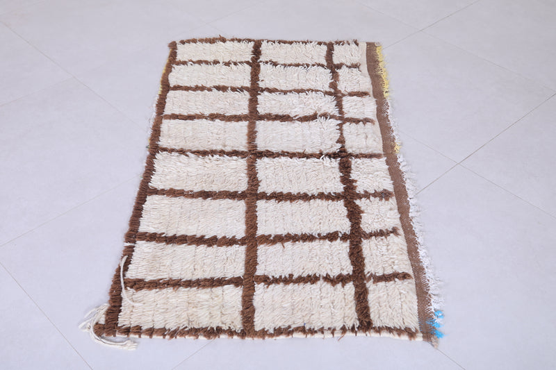 Handmade Moroccan Rug Beige and Brown 2.4 X 4.5 Feet