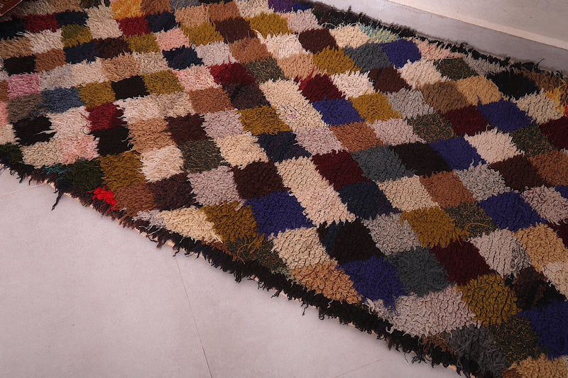 Moroccan boucherouite runner rug 2.7 x 6.9 Feet