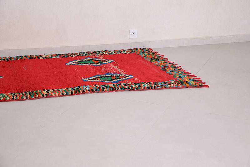 Red Tribal Berber Rug 3.4 x 8.9 Feet