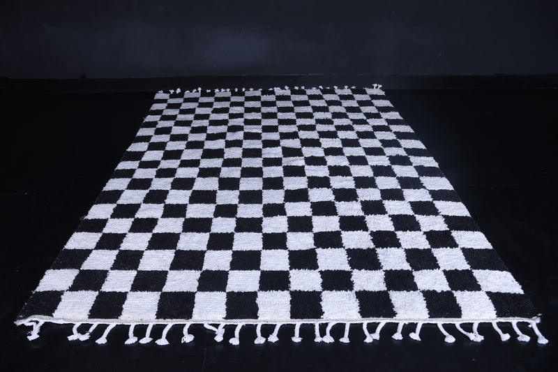 Shaggy black and white checkers rug 6.9 X 9.8 Feet