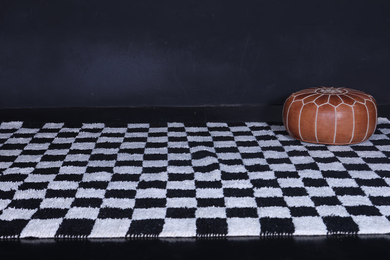 Shaggy black and white checkers rug 6.9 X 9.8 Feet