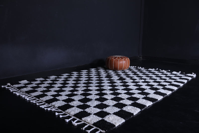 Shaggy black and white checkers rug 6.9 X 9.8 Feet