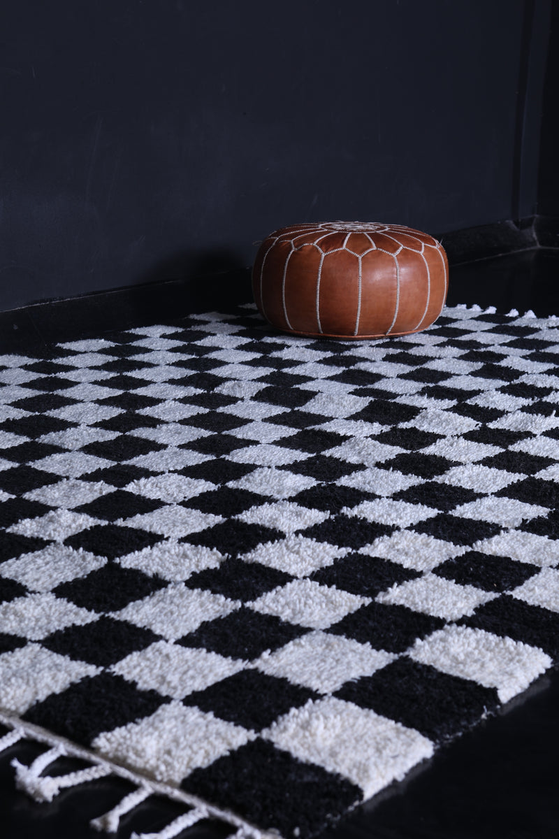 Shaggy black and white checkers rug 6.9 X 9.8 Feet