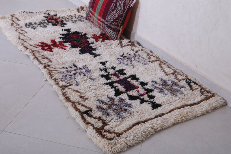 Vintage handmade moroccan berber runner rug 2.4 FT X 5.9 FT