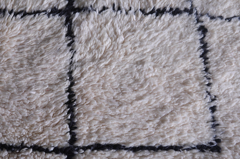 Black And White Beni Ourain Rug 3 x 9.3 Feet