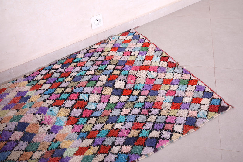 Berber Boucherouite Runner rug 2.9 X 6.3 Feet