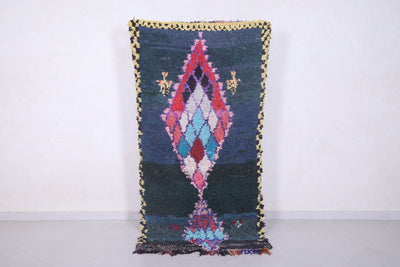 colorful boucherouite rug 3.2 X 6.7 Feet