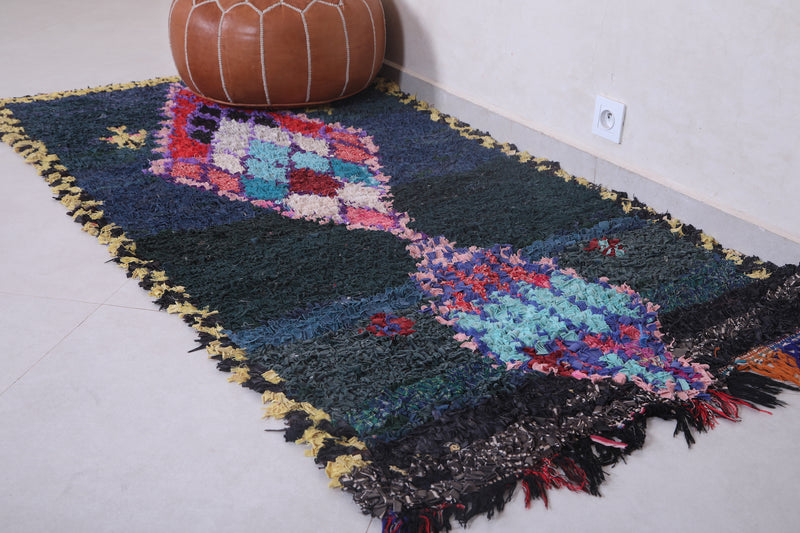 colorful boucherouite rug 3.2 X 6.7 Feet