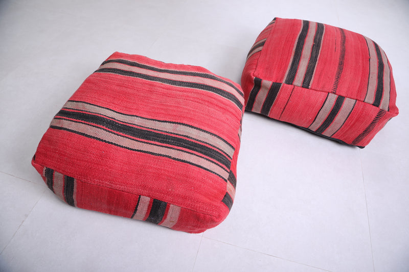 Two Moroccan Ottoman Poufs for red seating - kilim poufs