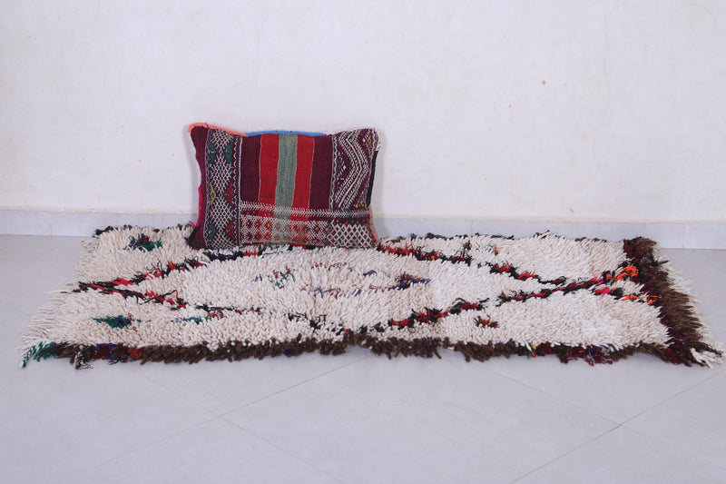 Vintage handmade moroccan berber runner rug  3 FT X 4.9 FT