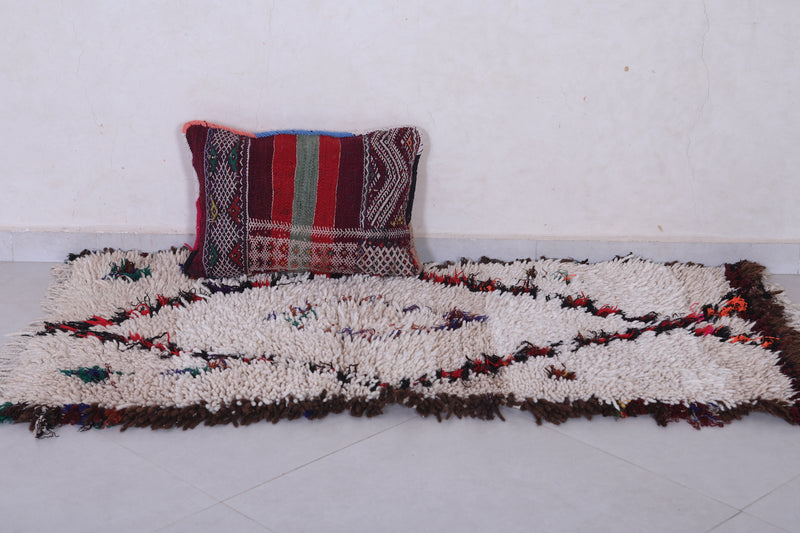 Vintage handmade moroccan berber runner rug  3 FT X 4.9 FT