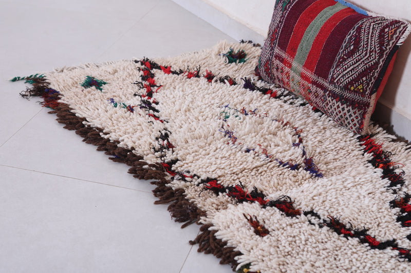 Vintage handmade moroccan berber runner rug  3 FT X 4.9 FT