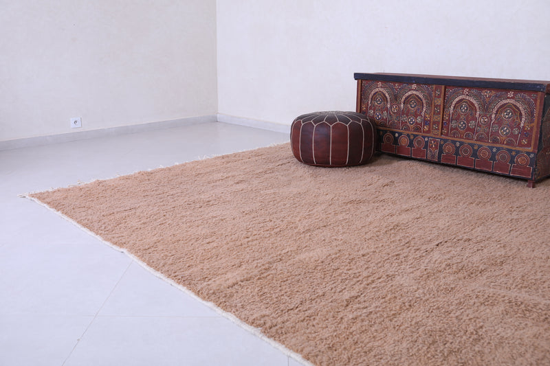 Moroccan berber carpet, All wool handmade taupe rug - Custom Rug