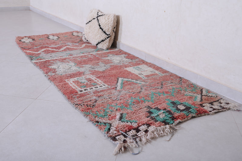 Vintage handmade moroccan berber runner rug 2.9 FT X 7.4 FT