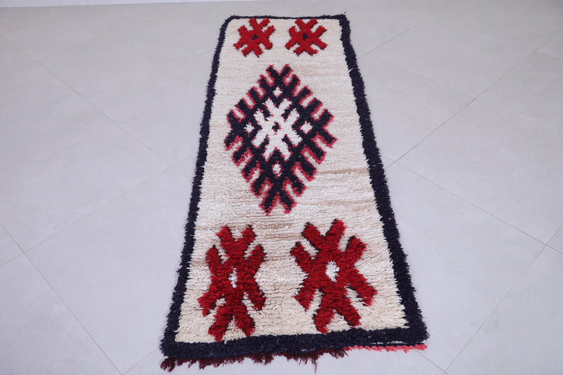 Vintage handmade moroccan berber runner rug 2.2 FT X 6.6 FT