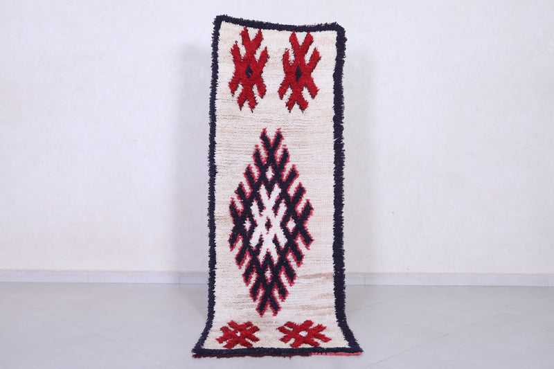 Vintage handmade moroccan berber runner rug 2.2 FT X 6.6 FT