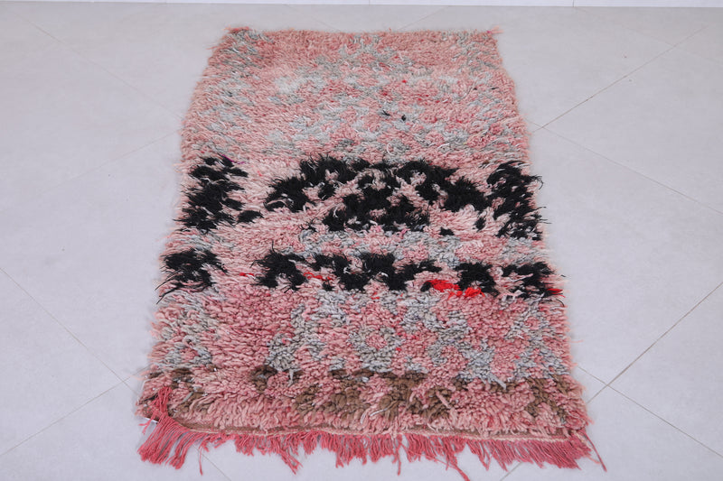 Vintage handmade moroccan berber runner rug 2.4 FT X 4.7 FT