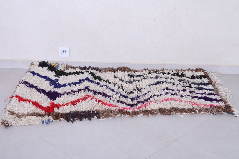 vintage handmade moroccan berber runner rug 2.6 FT X 5.1 FT