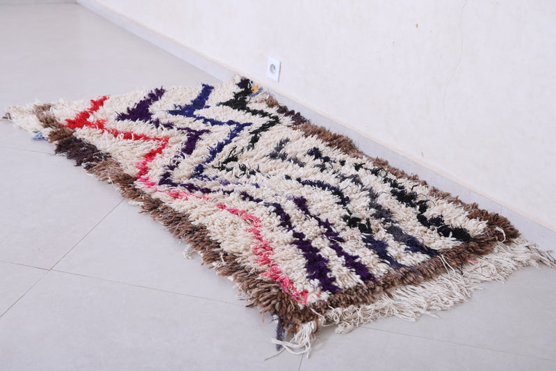 vintage handmade moroccan berber runner rug 2.6 FT X 5.1 FT