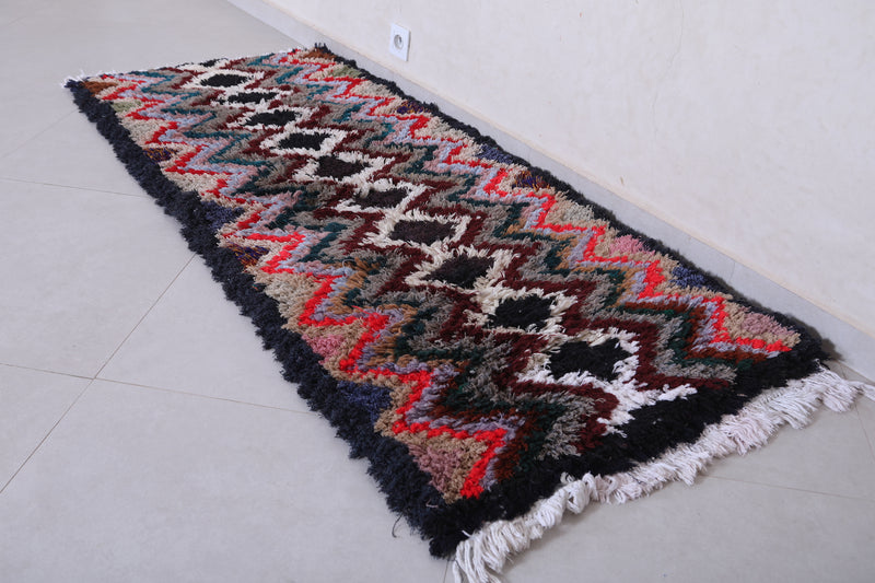 Vintage handmade moroccan berber runner rug  2.6 FT X 6.2 FT