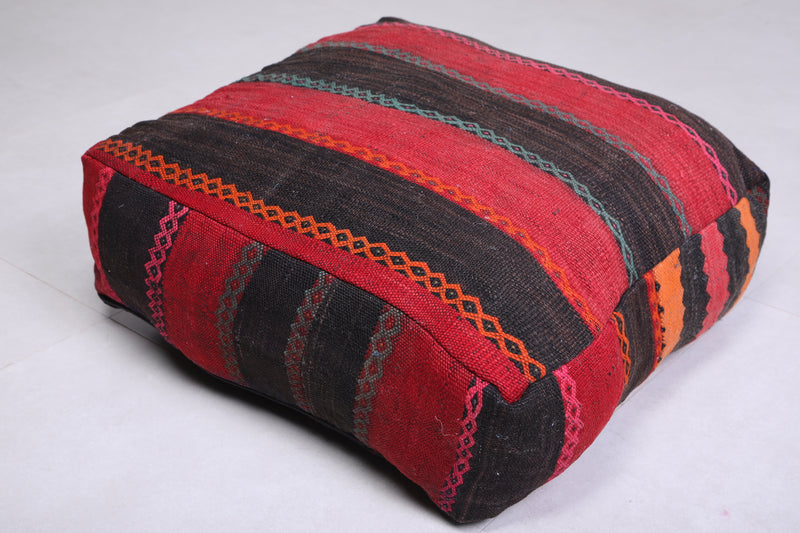 Two Dark Moroccan Ottoman Poufs for living room - kilim poufs